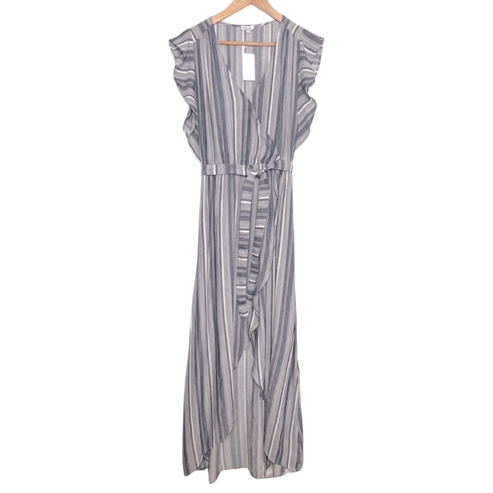 NWT SPLENDID Chambray Multi Stripe Tulip Sleeve Dress - Picture 3 of 9
